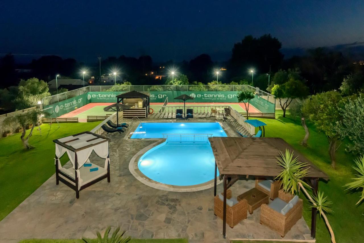 Villa Maxim With Private Pool & Tennis Court CChalikounas Buitenkant foto